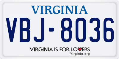 VA license plate VBJ8036