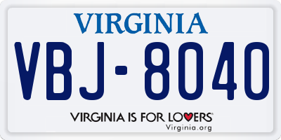 VA license plate VBJ8040