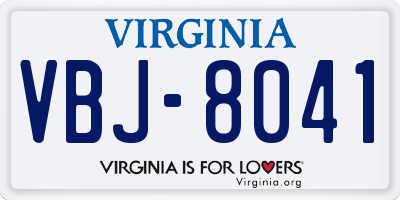 VA license plate VBJ8041