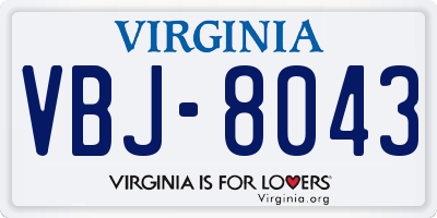 VA license plate VBJ8043