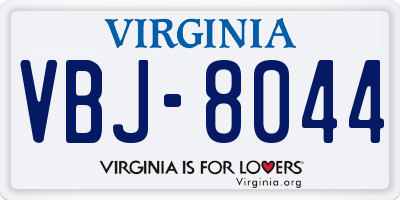 VA license plate VBJ8044