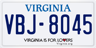 VA license plate VBJ8045
