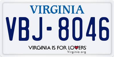 VA license plate VBJ8046