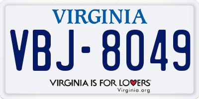 VA license plate VBJ8049
