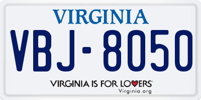 VA license plate VBJ8050