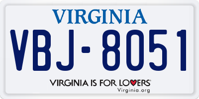 VA license plate VBJ8051