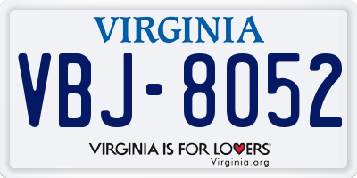 VA license plate VBJ8052