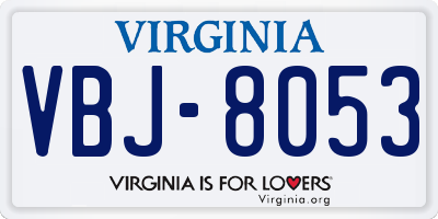 VA license plate VBJ8053