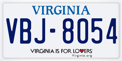 VA license plate VBJ8054