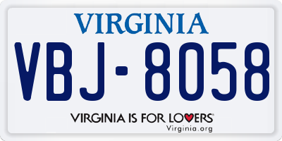 VA license plate VBJ8058