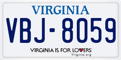 VA license plate VBJ8059