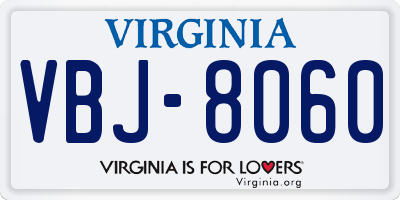VA license plate VBJ8060