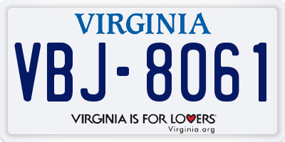 VA license plate VBJ8061