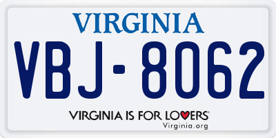 VA license plate VBJ8062