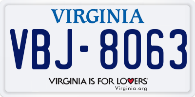VA license plate VBJ8063