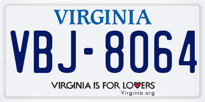 VA license plate VBJ8064