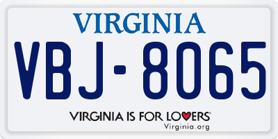 VA license plate VBJ8065