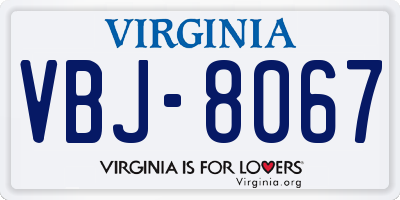 VA license plate VBJ8067