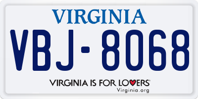 VA license plate VBJ8068