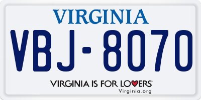 VA license plate VBJ8070