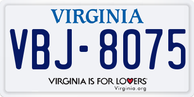 VA license plate VBJ8075