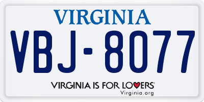 VA license plate VBJ8077