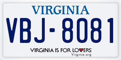 VA license plate VBJ8081