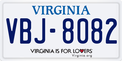 VA license plate VBJ8082