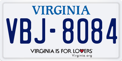 VA license plate VBJ8084