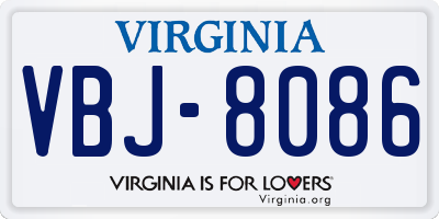 VA license plate VBJ8086