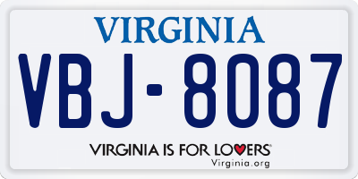 VA license plate VBJ8087