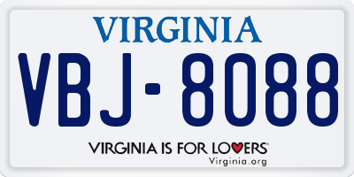 VA license plate VBJ8088