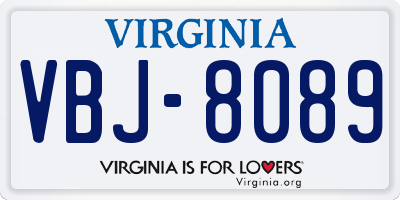 VA license plate VBJ8089