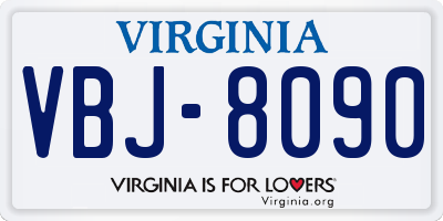 VA license plate VBJ8090