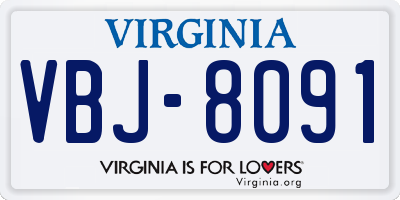 VA license plate VBJ8091