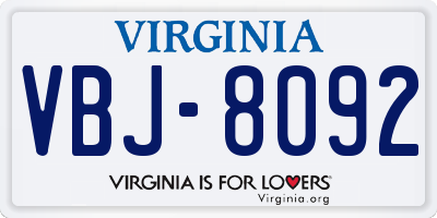 VA license plate VBJ8092
