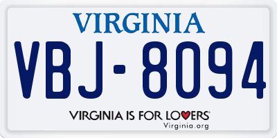 VA license plate VBJ8094