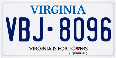 VA license plate VBJ8096