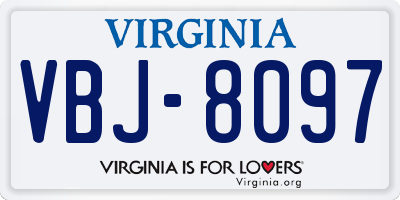VA license plate VBJ8097