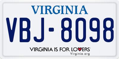 VA license plate VBJ8098