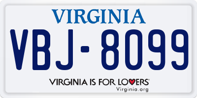 VA license plate VBJ8099