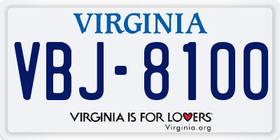 VA license plate VBJ8100