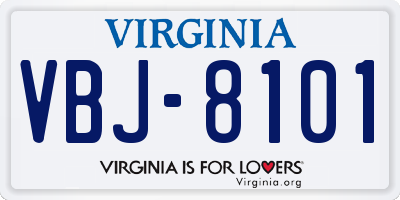 VA license plate VBJ8101