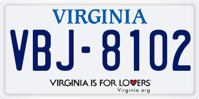VA license plate VBJ8102