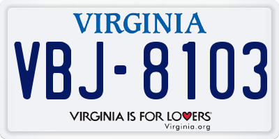 VA license plate VBJ8103