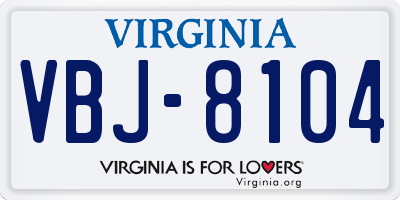 VA license plate VBJ8104