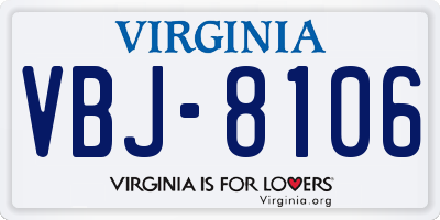 VA license plate VBJ8106