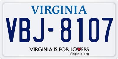 VA license plate VBJ8107