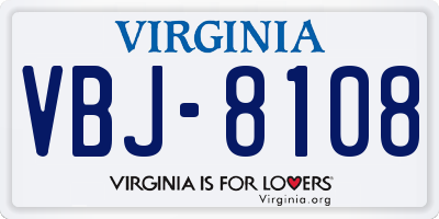 VA license plate VBJ8108