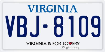VA license plate VBJ8109